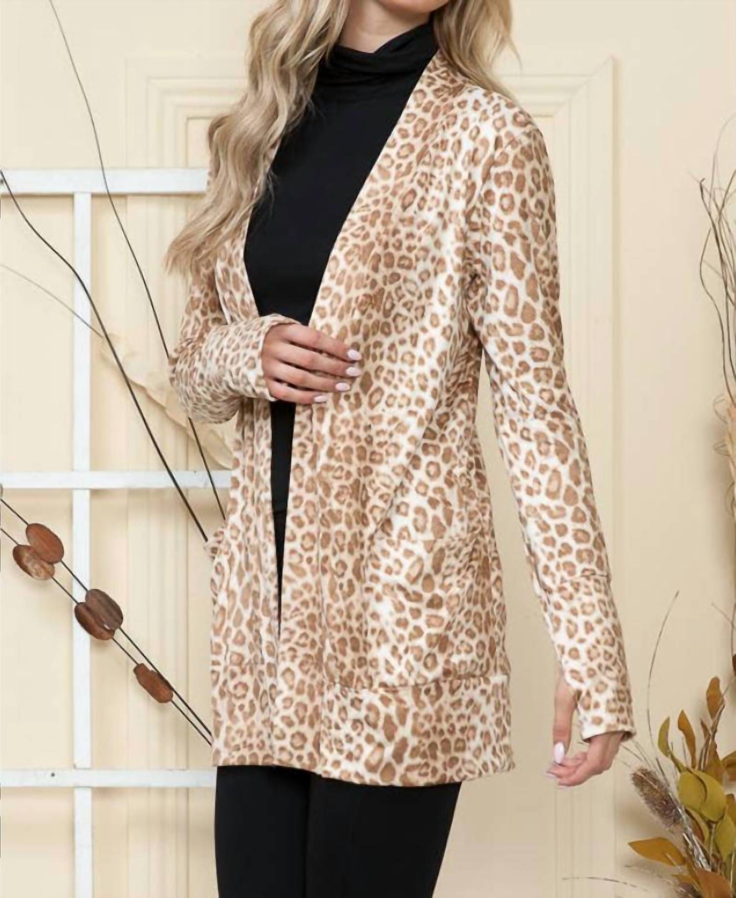 Burgundy Apparel - Animal Print Cardigan