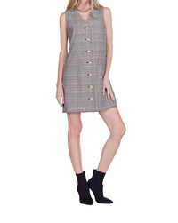 Joy Joy - V Neck Buttons Fitted Dress