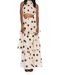 LENA Jazz Polka Dot Skirt Set in ivory - women's sleepwear