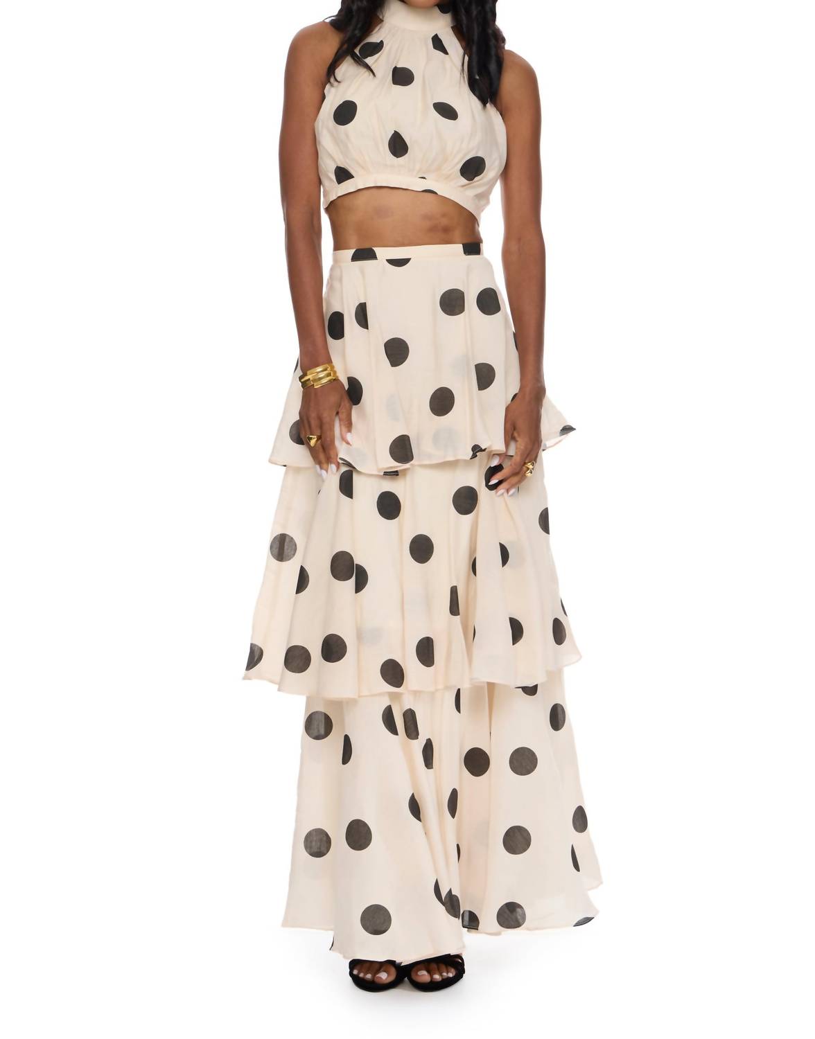 LENA Jazz Polka Dot Skirt Set in ivory - women's sleepwear