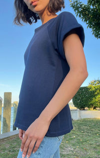 Bobi - Boatneck Roll Sleeve Raglan Top