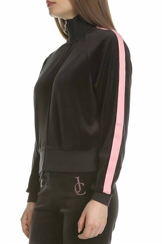 Juicy Couture - Crystal Embroidered Crop Zip Up Track Jacket