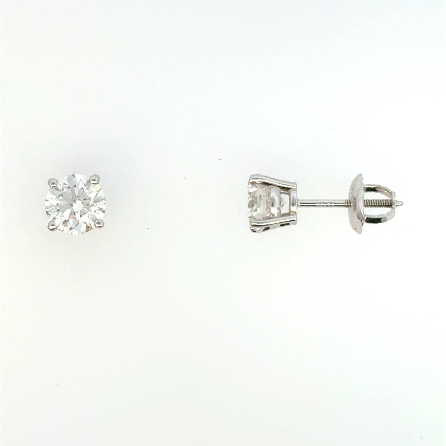 Aamiaa - 1.25 Carat Natural Diamond Round Brilliant Stud Earrings