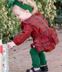 Rufflebutts - BABY GIRLS NOEL PLAID HOLIDAY BUBBLE ROMPER