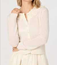 ASTR Meadow Cardigan Top in off white - women's sweater - detail view