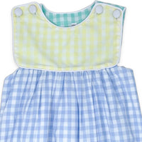 Lullaby Set Girls Charming Bubble Onesies in blue yellow mint check - kids' item - detail view