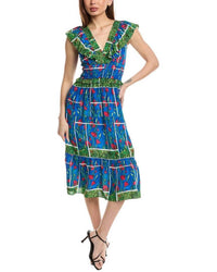 Garrie B - Sleeveless Floral Smocked Waist Midi Dress