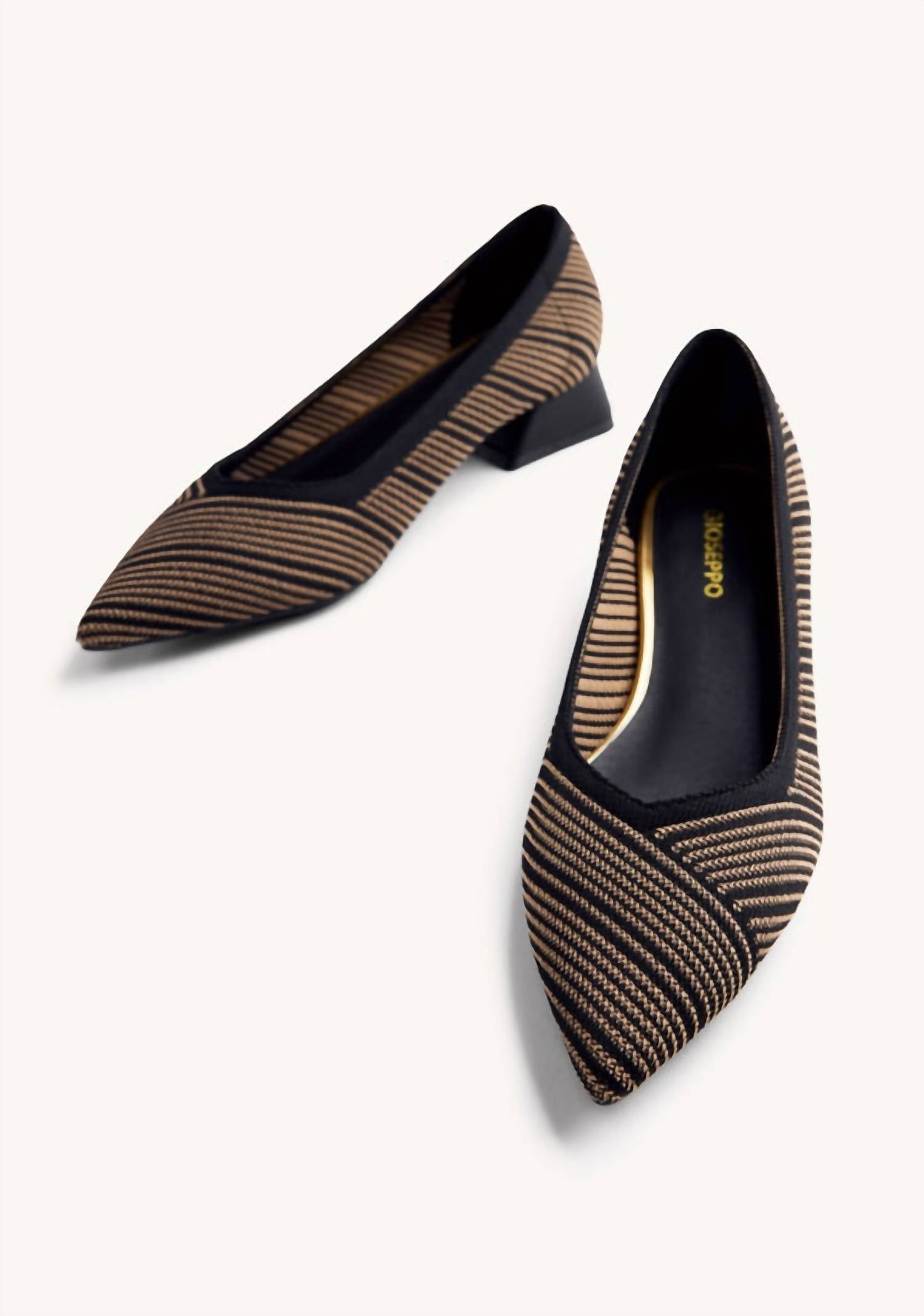 Gioseppo Women's Striped Heeled Shoes in black tan - women's flats - view 4