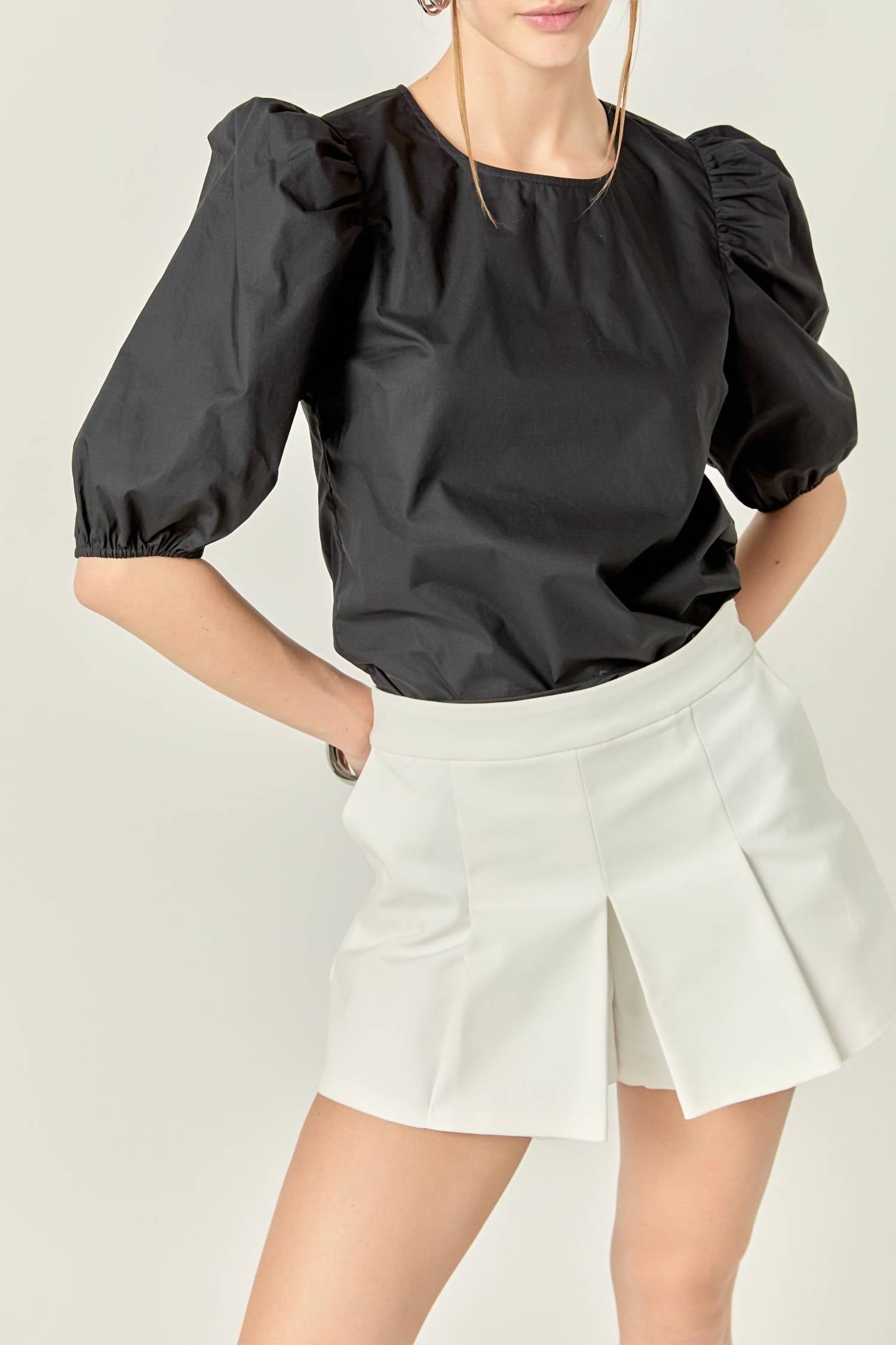English Factory - Poplin Puffed Sleeve Top