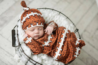 Adorable Sweetness - Infant Football Baby Gown and Hat Set