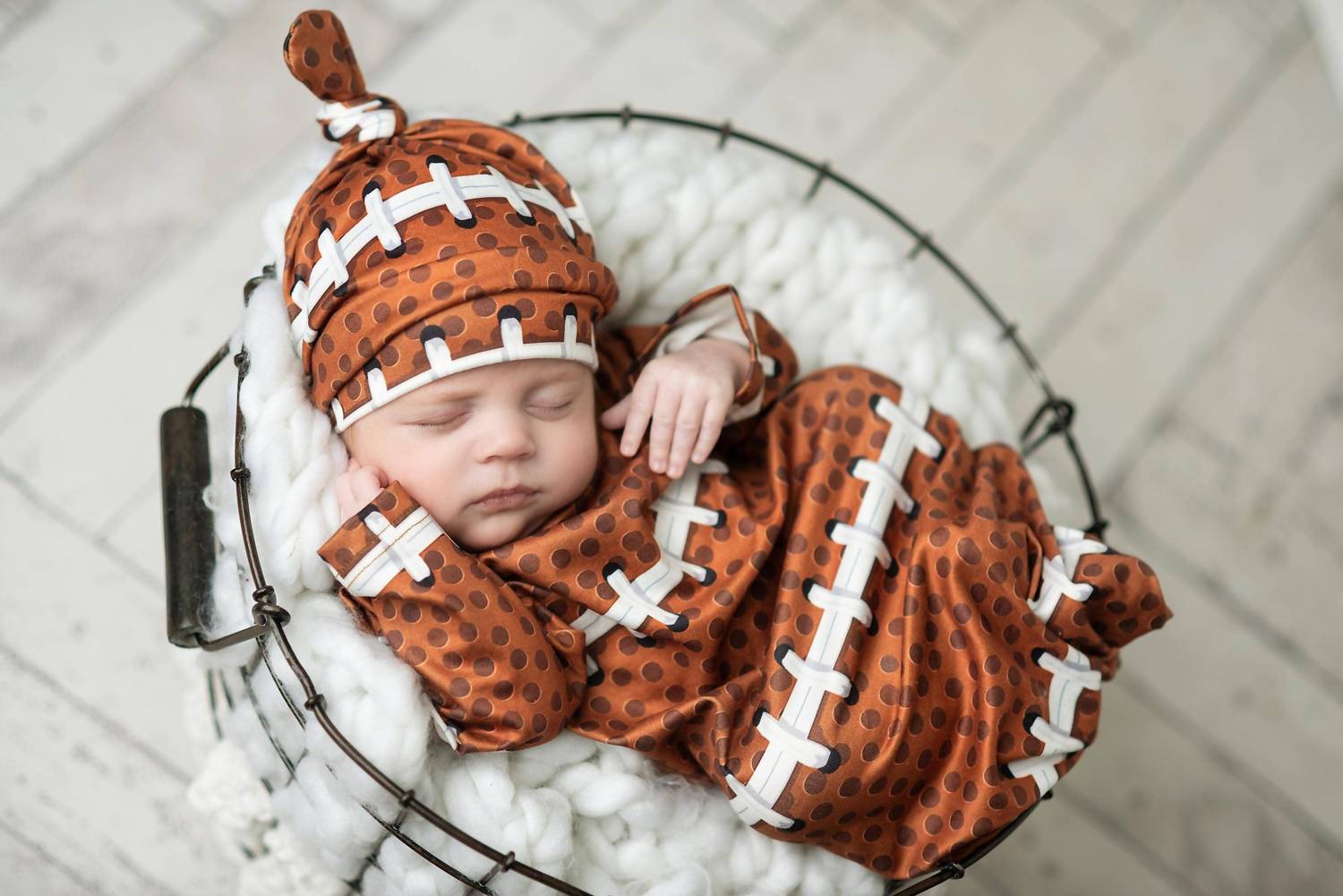 Adorable Sweetness - Infant Football Baby Gown and Hat Set