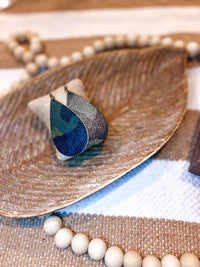 White Label - Women's Camo Teardrop Faux Leather Earrings