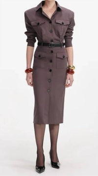 Self-Portrait - Cotton Belted Midi Dress