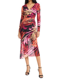 Donna Morgan - Maggy London Violeta Mesh Midi Gathered Dress