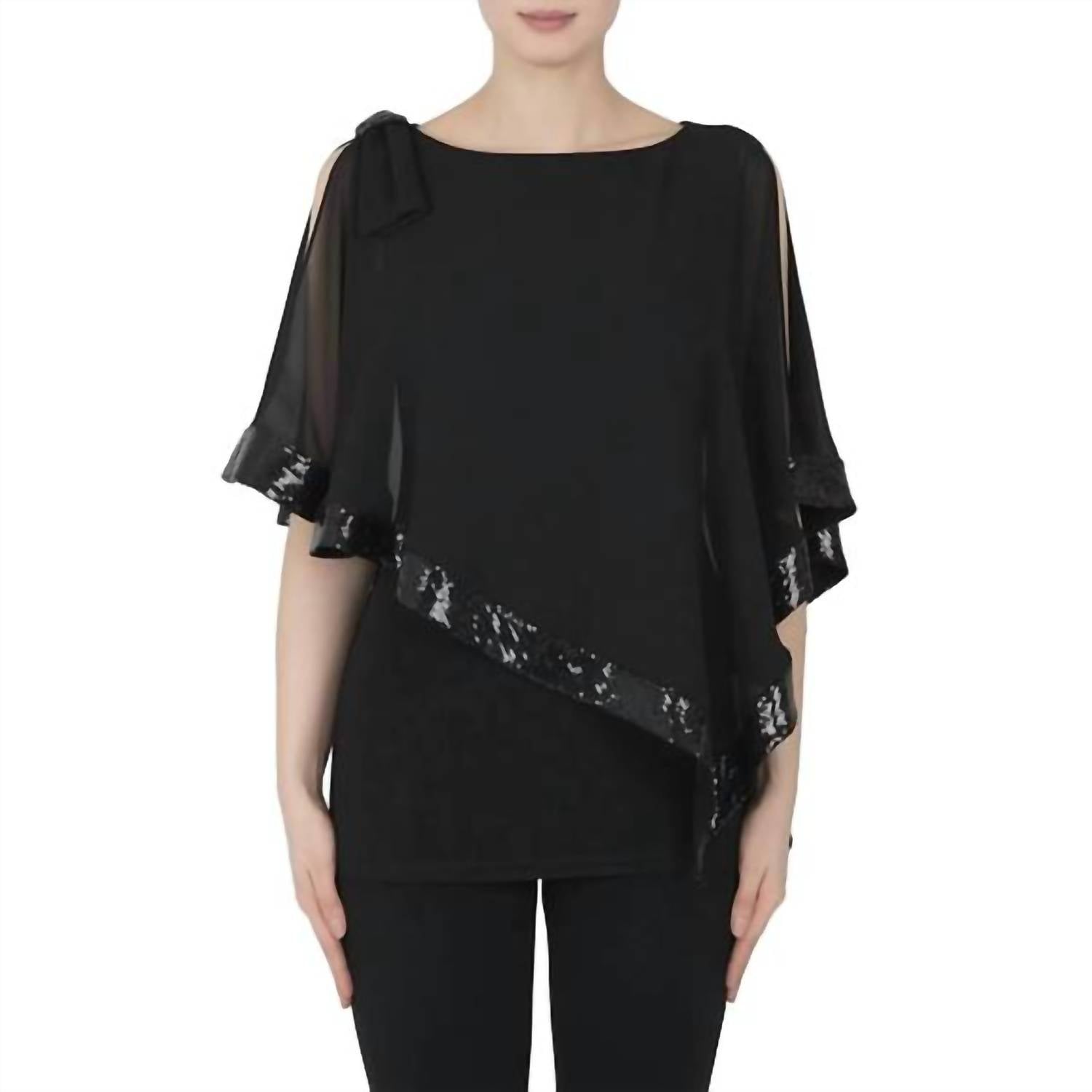 Joseph Ribkoff - Asymmetric Overlay Top