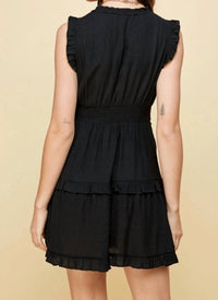 PINCH Sleeveless V Neck Ruffle Detail Dress in black 1 - women's dress - view 7