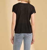 FDJ Short Sleeve V-Neck Top in black - women's t-shirt