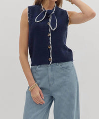 Entro - Neck Bow Sleeveless Top
