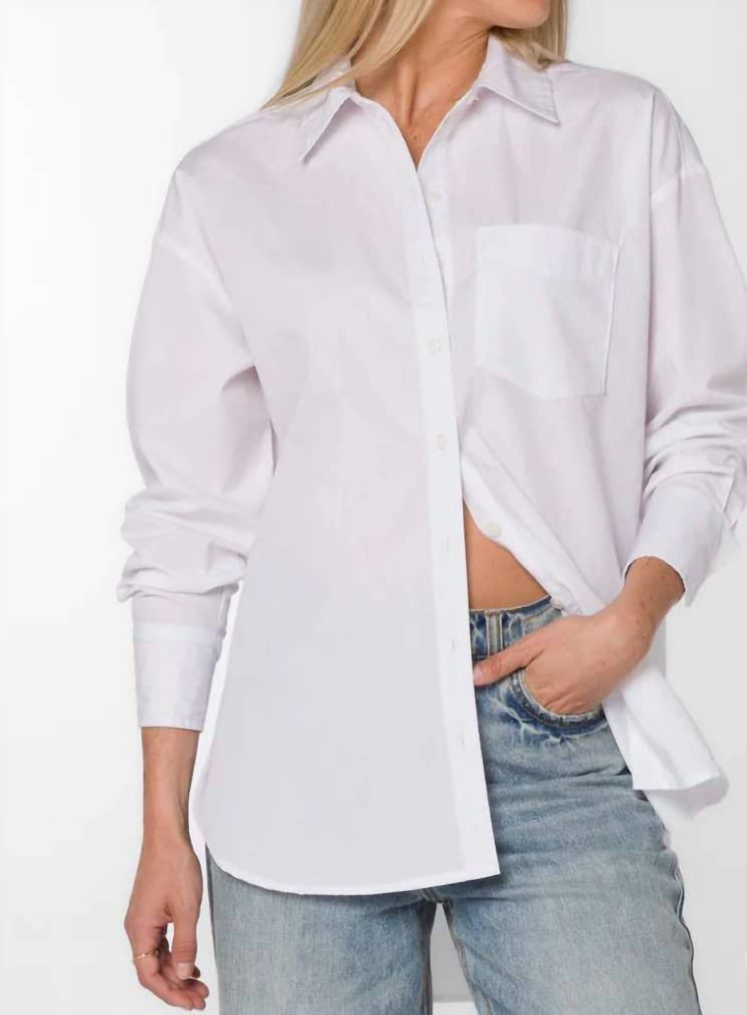 Velvet Heart Waylon Long Sleeve Shirt Top in optic white - women's long sleeve top