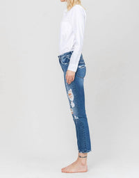 Vervet By Flying Monkey - Jeanne Distressed Slim Straight Leg Jeans
