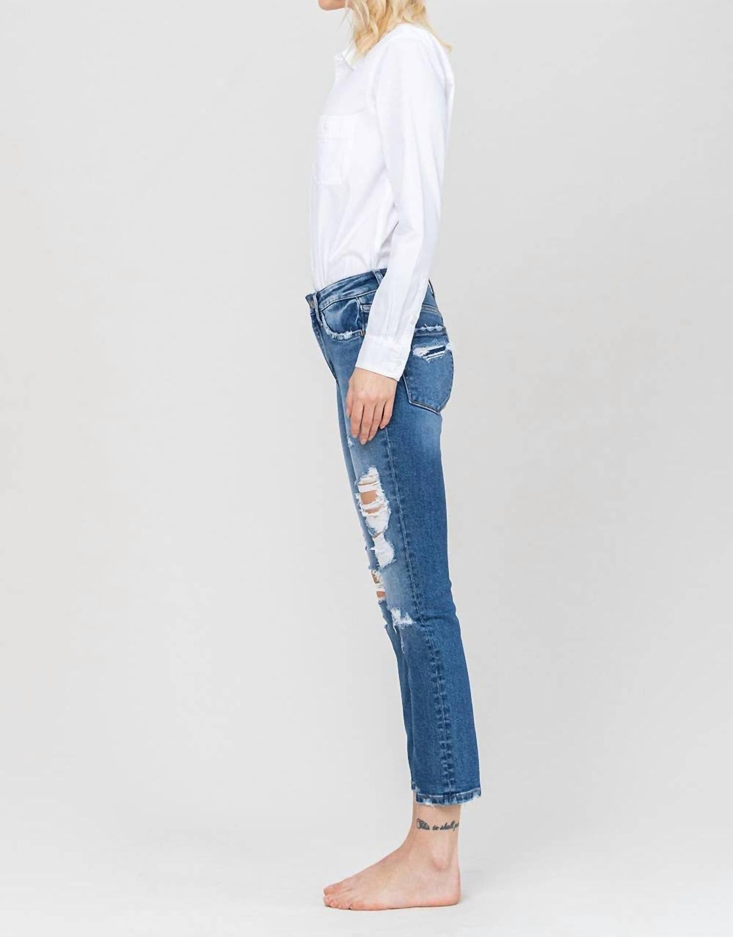 Vervet By Flying Monkey - Jeanne Distressed Slim Straight Leg Jeans
