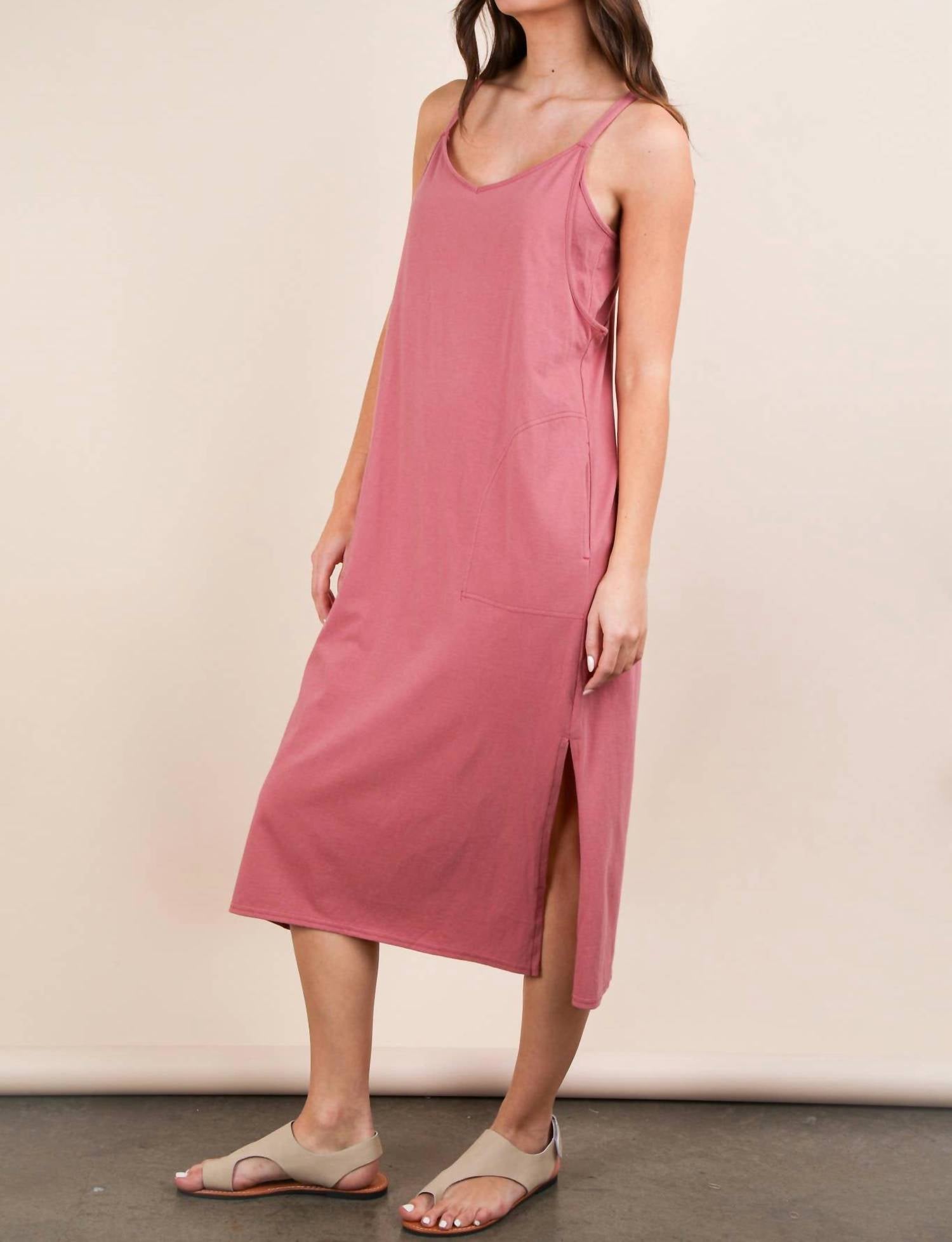 Very J - V-Neck Sleeveless Casual Comfy Midi Dress