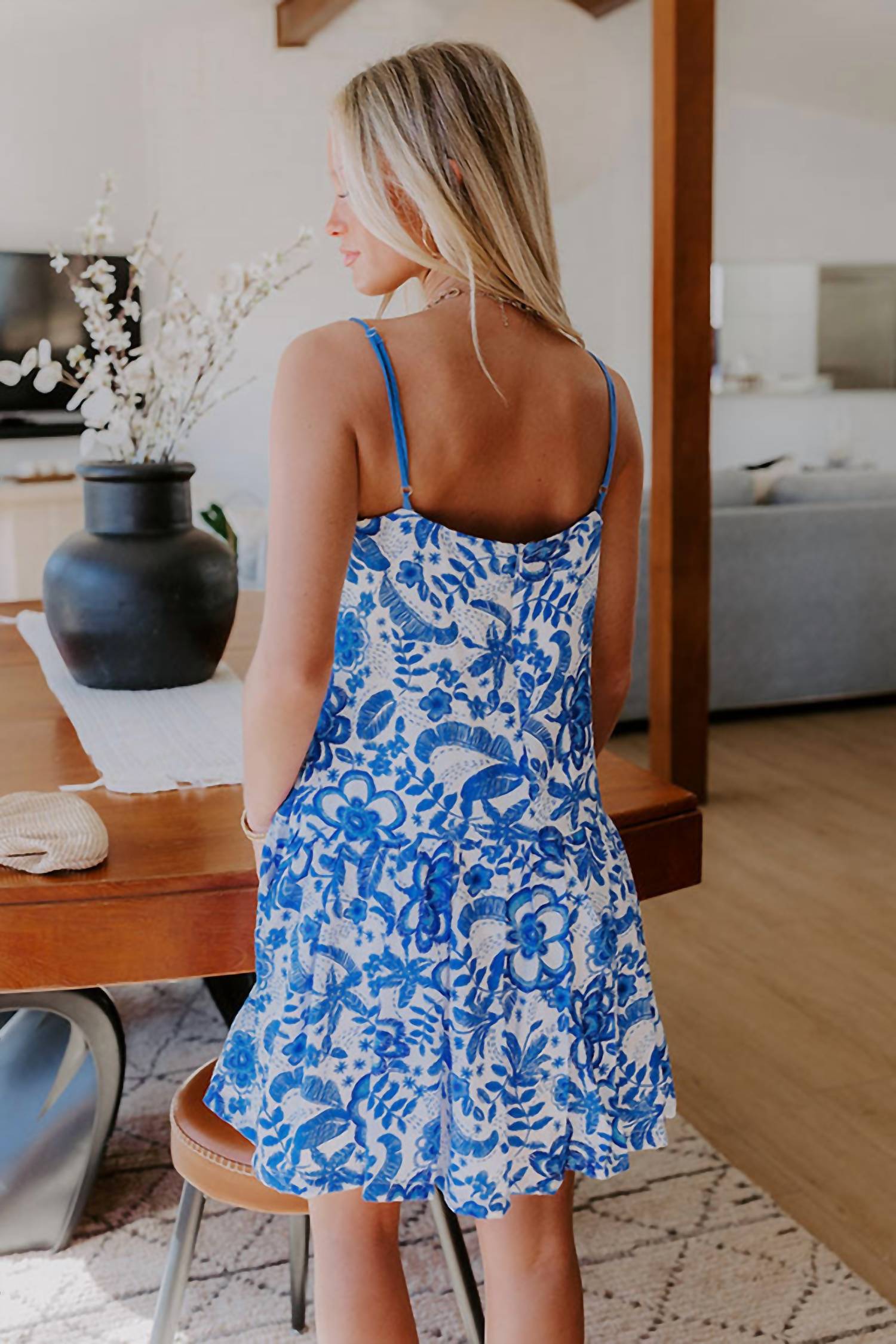 Tcec - Porcelain Florals Contrast Stitch Dress