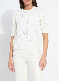 Lysse - Hadley Cozy Short Sleeve Embellished Cable Sweater