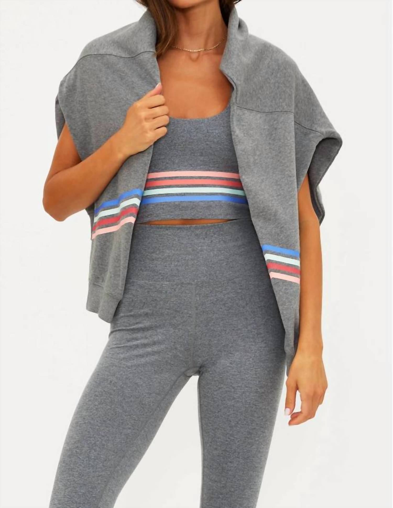 Beach Riot Dess Fleece Hoodie in horizon heather gray - women's top - alternate view