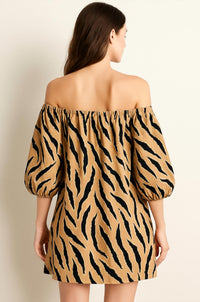 Fate - Animal Print Off The Shoulder Dress