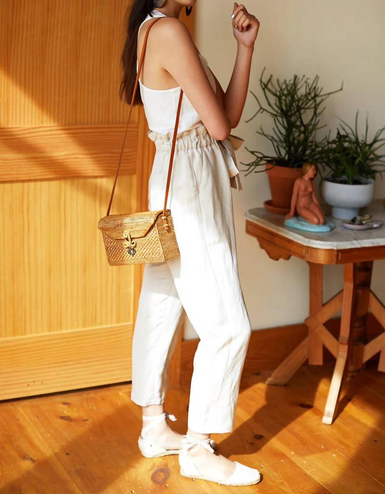 EMERSON FRY Paris Cropped Ankle Pants in beach - women's pants - detail view