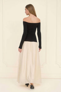 Moon River - Off-shoulder Sweater Midi Dress