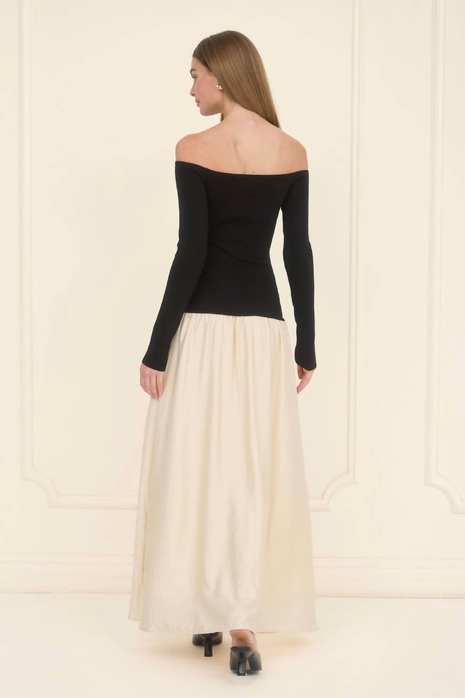 Moon River - Off-shoulder Sweater Midi Dress