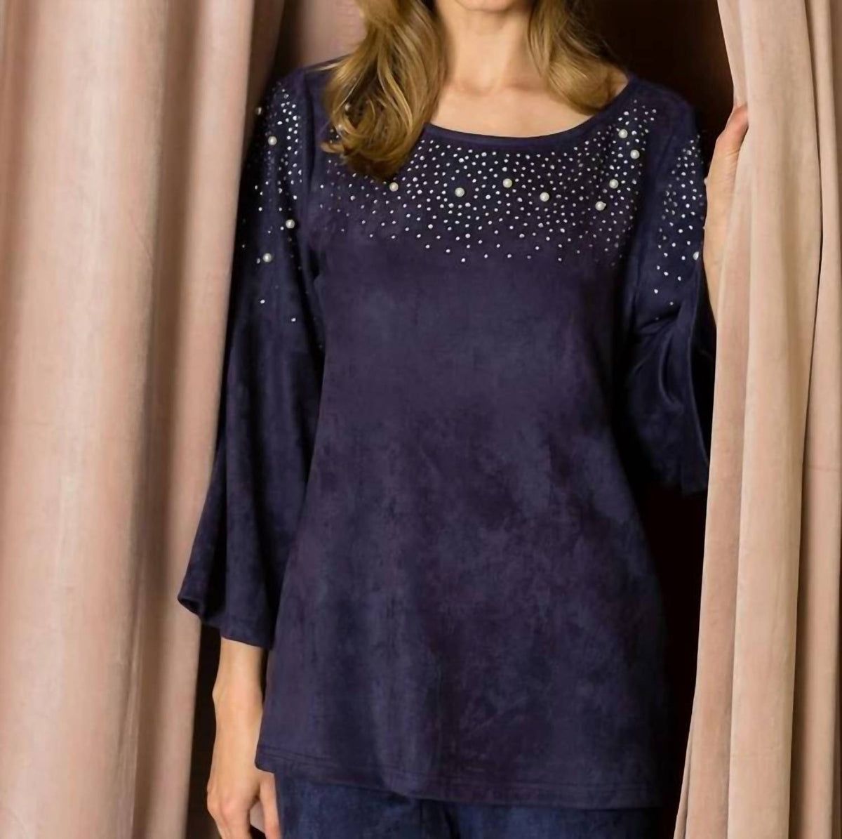 Joh - Annie Suede Top With Studs And Pearls