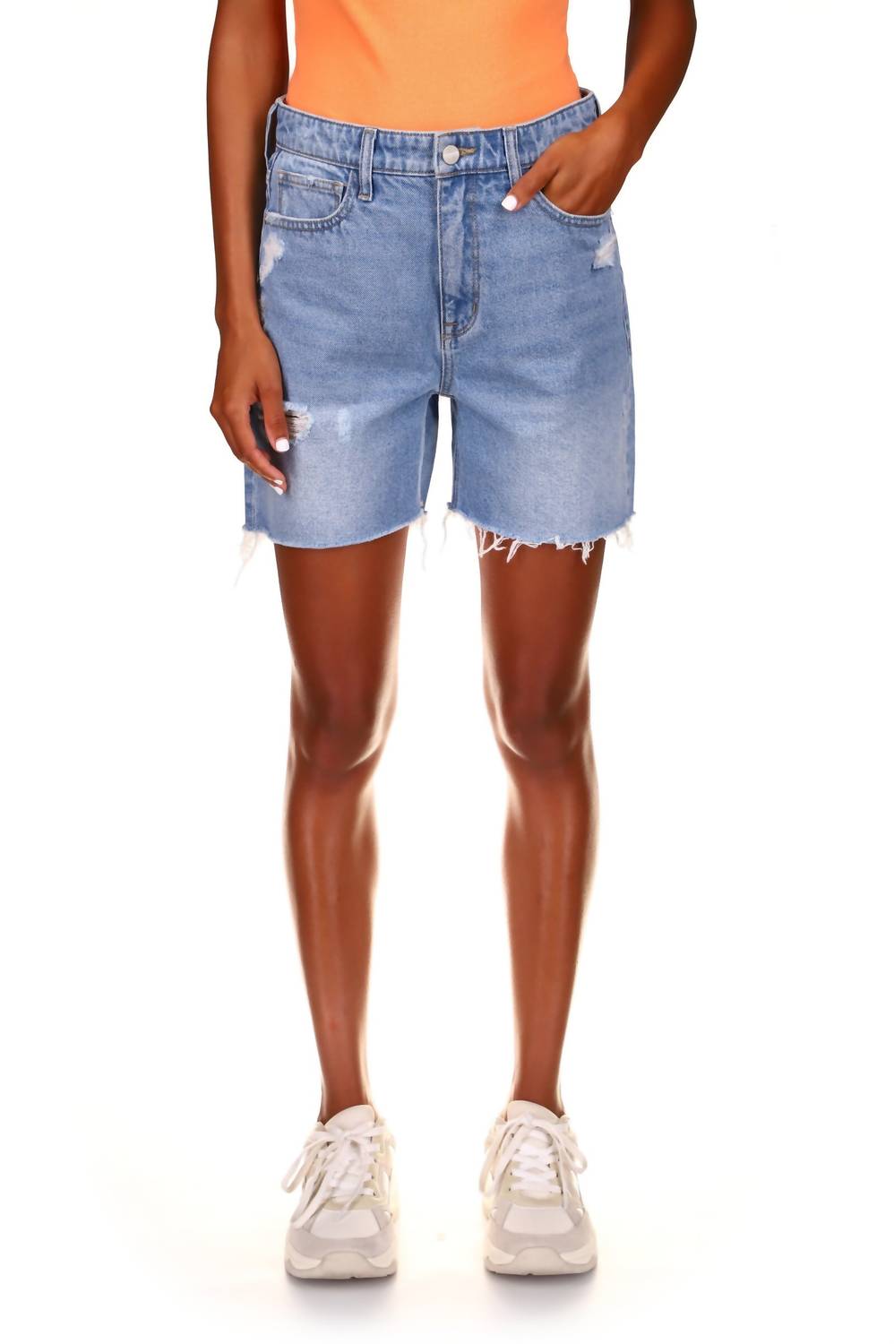 Sanctuary - Women’s Sidewalk Destructed Cut-hem Rigid Denim Jean Short