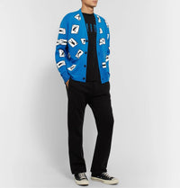 Amiri Cards Intarsia Cardigan Sweater in blue - men's sweater - detail view
