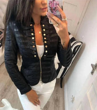 Belle D'Amour - Faux Leather Military Jacket