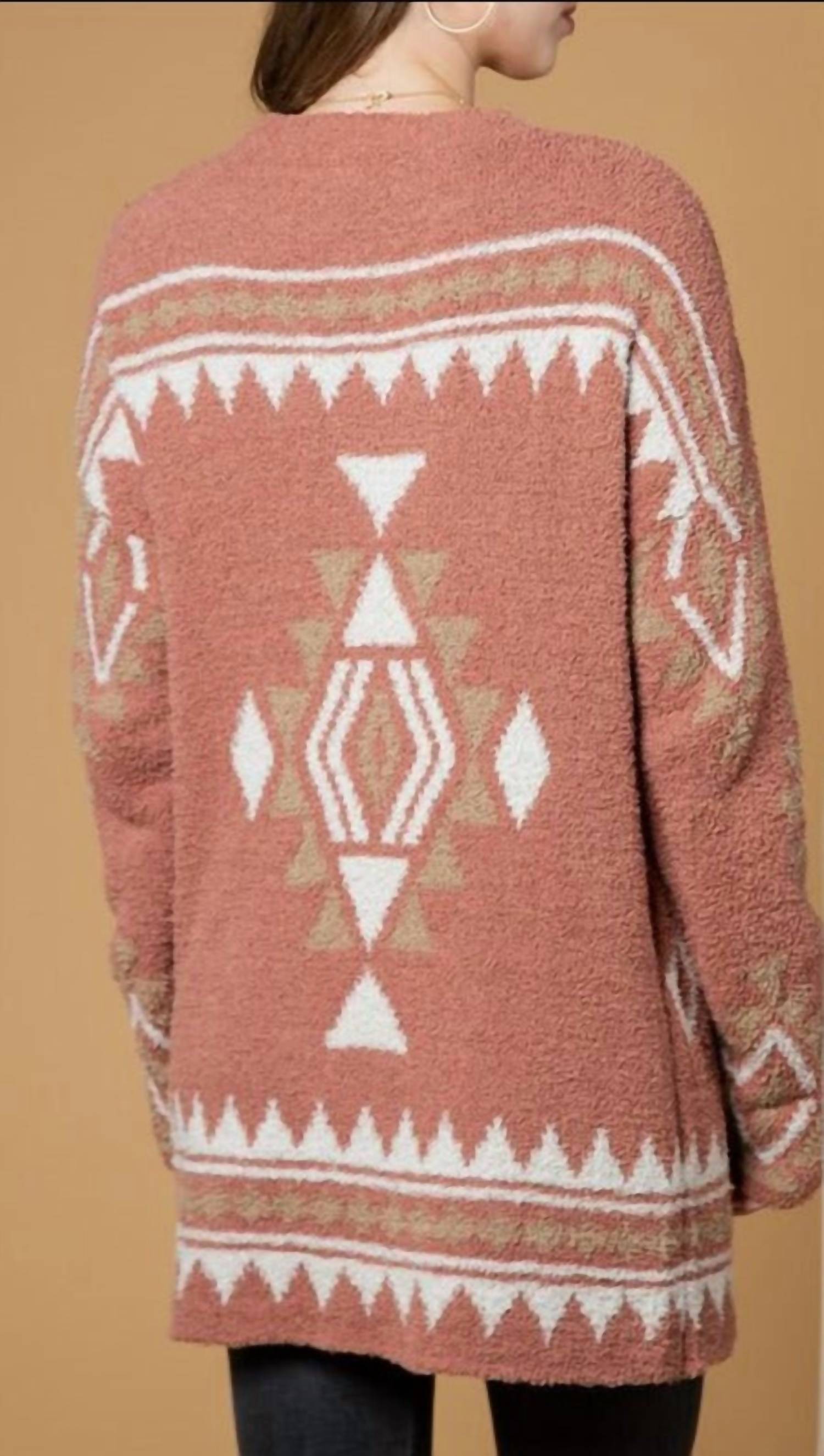 Very J - Aztec Knit Soft Cardigan