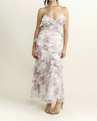 Storia - Leigh Floral Ruffle Chiffon Maxi Dress