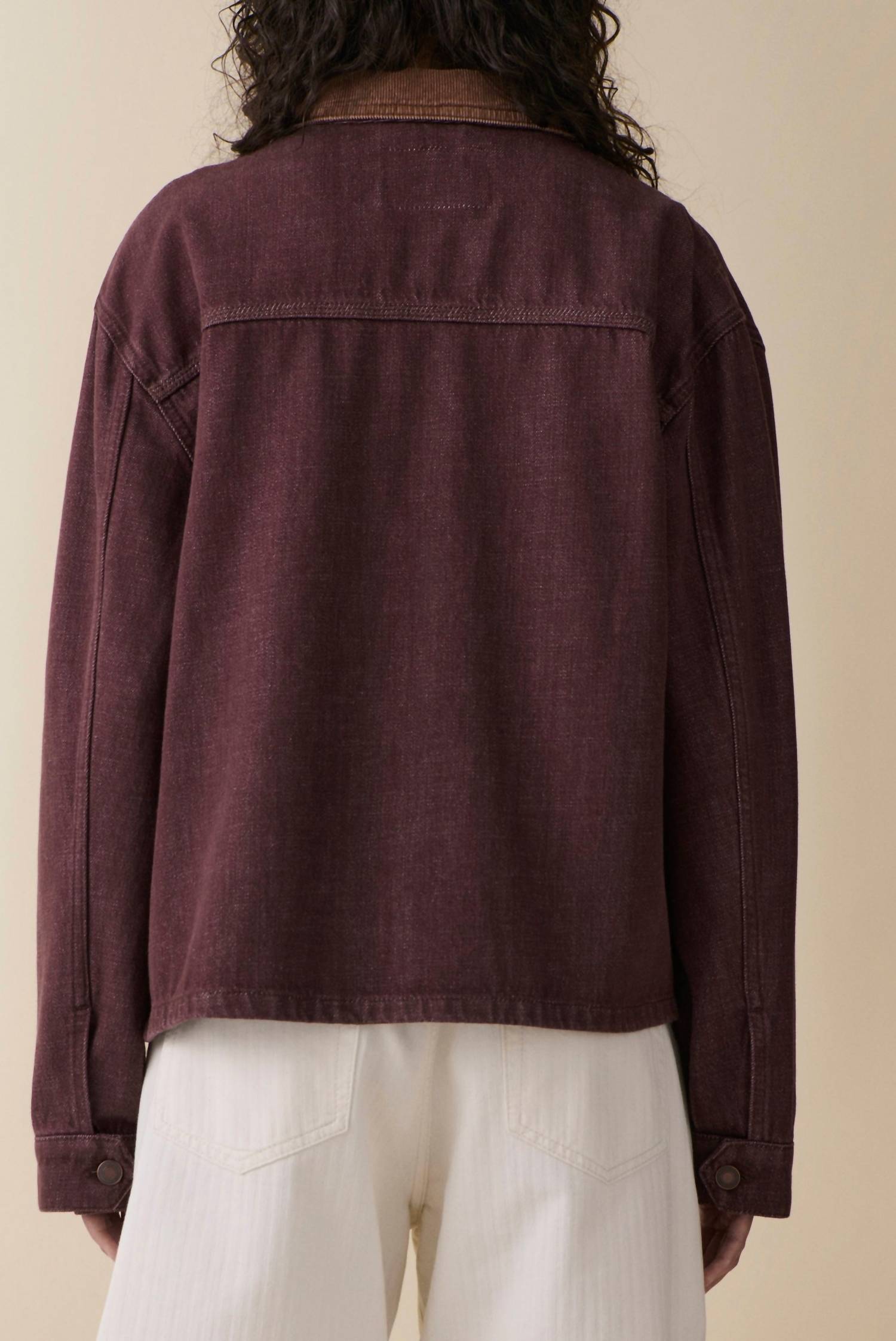 Jeanerica Nua Long Sleeve Denim Jacket in burgundy rinse - women's jacket - alternate view