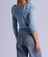Minnie Rose - Cashmere Pointelle Off Shoulder Top