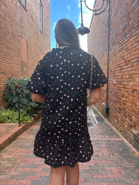 THML Puff Sleeve Sequin Dress in black - women's dress - detail view
