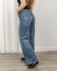 Hidden - Wide Leg Moto Jeans