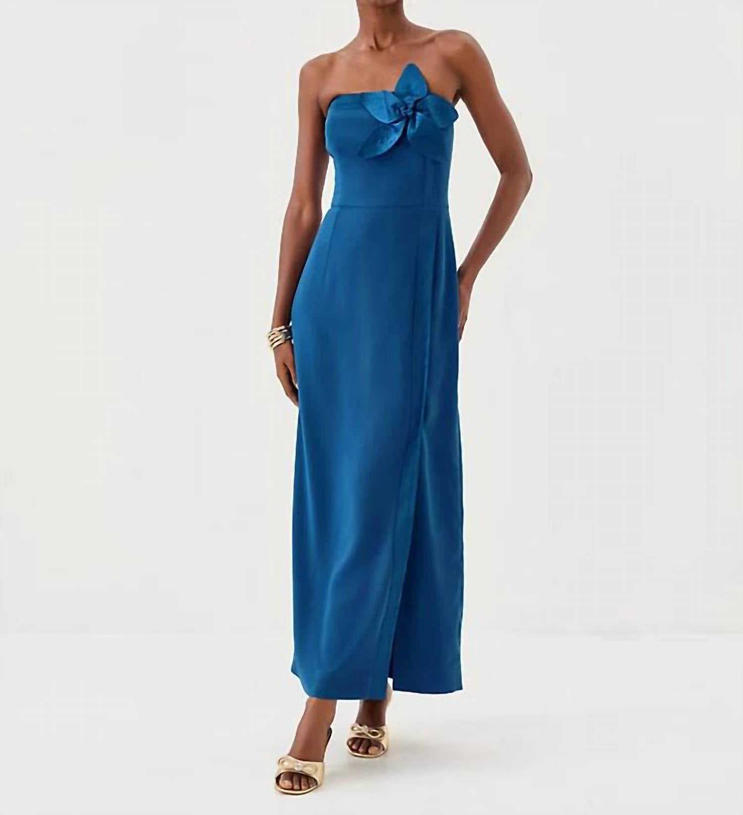 Lilly Pulitzer Anasophia Maxi Dress in starlight navy - women's dress - detail view