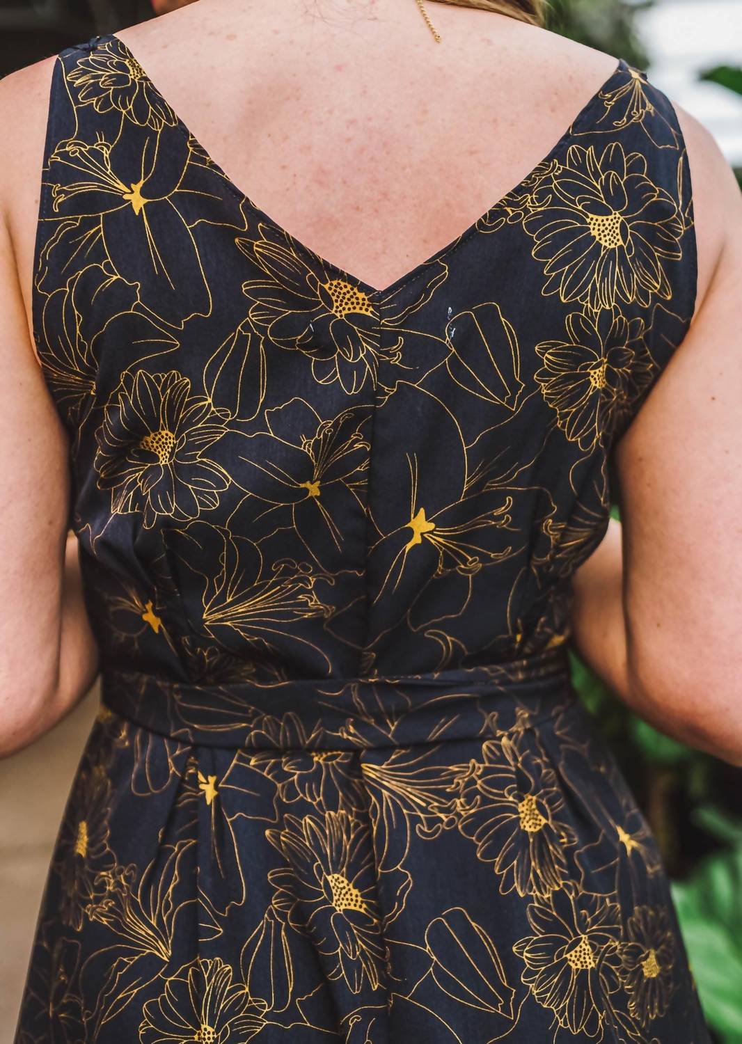 Double V-Neck Belted Midi Dress