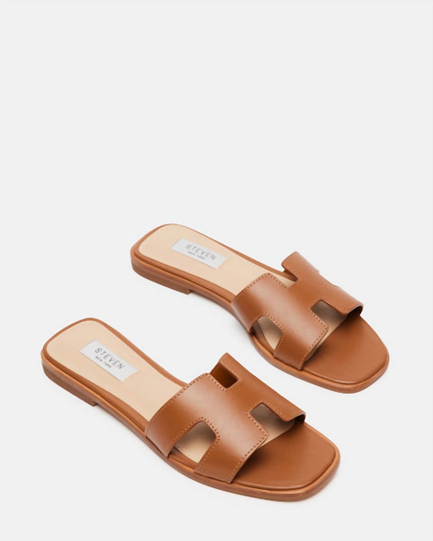 STEVE MADDEN Women's Haydn H Strap Leather Sandal in cognac - women's sandal - detail view