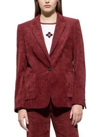 LUISA CERANO Corduroy One Button Blazer in berry red - women's jacket