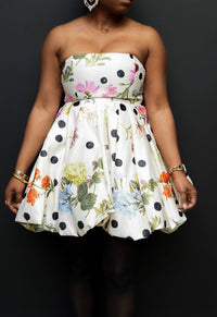 Ina Fashion - Floral Print Strapless Mini Dress