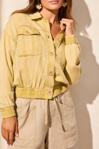 Tribal - Elastic Waist Button Front Jacket