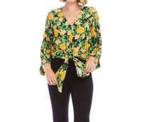 Karen Kane - Blouson Sleeve Tie-Front Top